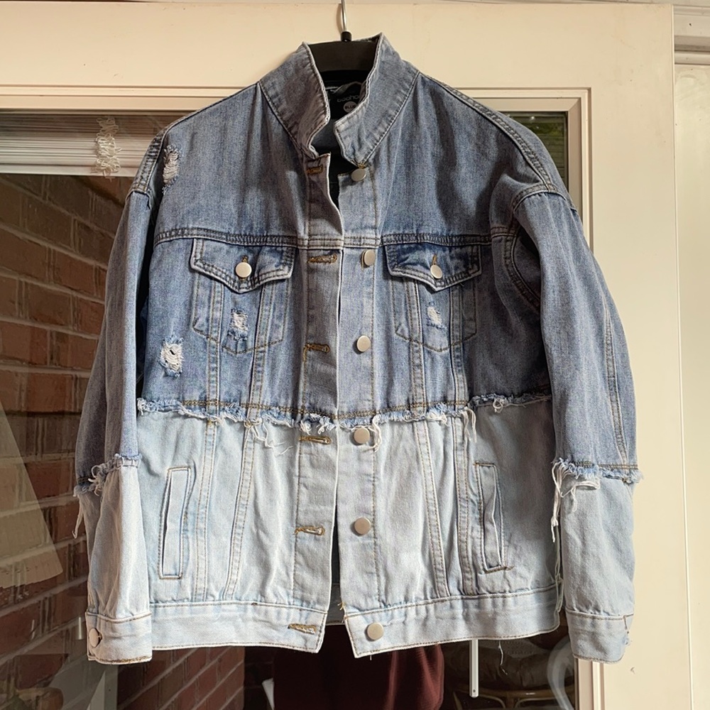 Two Tone Distressed Denim Jacket